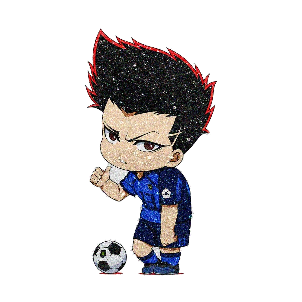 Chibi Soccer Boy Glitter Sticker